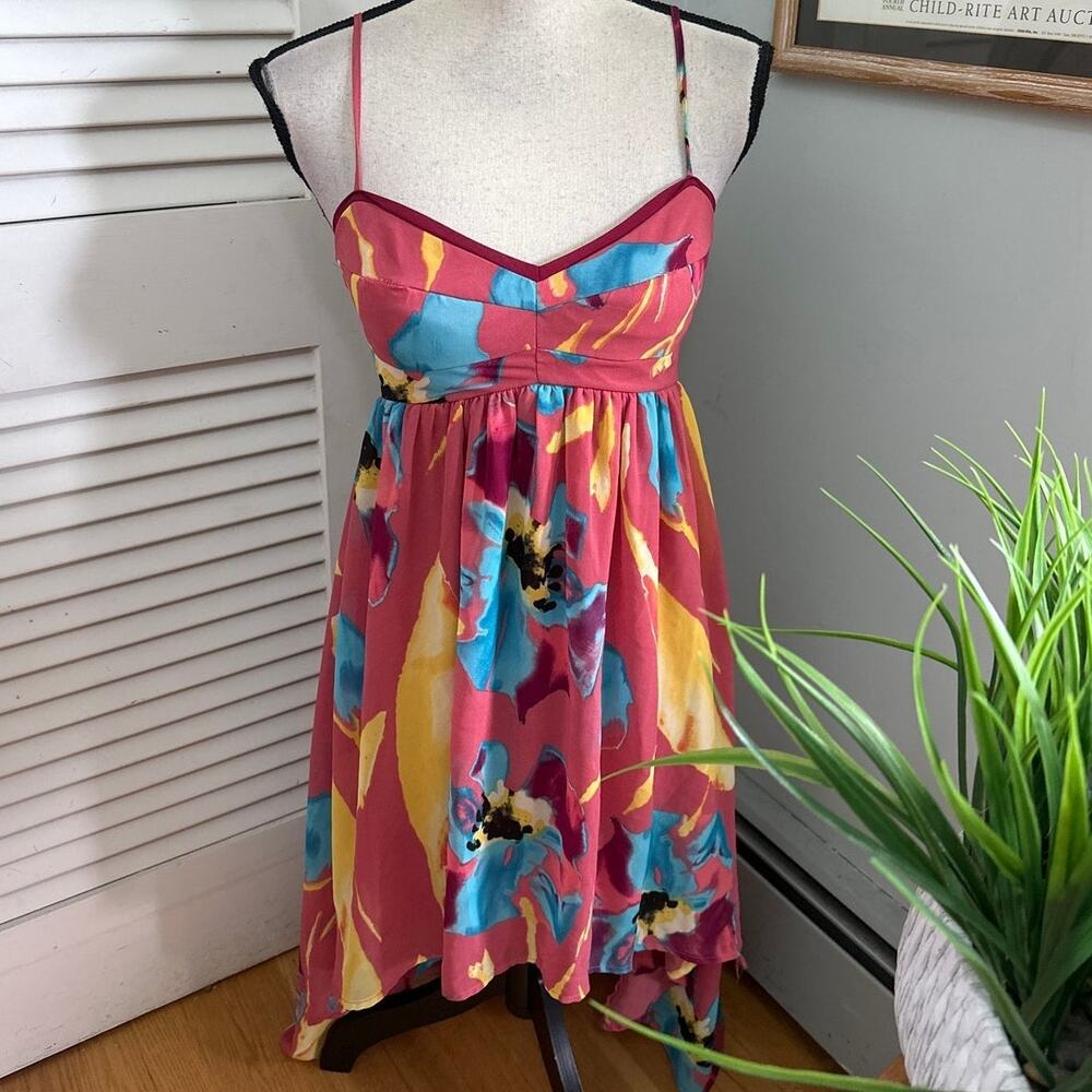 Margo & Sebastien Dress 3 Abstract Floral Hi Low Babydoll Y2K Strappy Coquette
